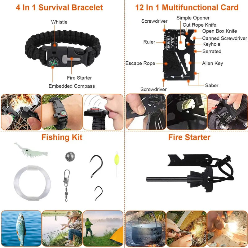 125Pcs Survival Kits Professional Emergency Survival Gear Tactical