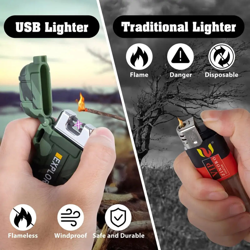 Load image into Gallery viewer, 1pc Waterproof Windproof Lighter; USB Rechargeable Outdoor
