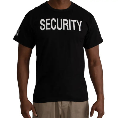2-Sided Security T-Shirt with US Flag On Sleeve - Black -