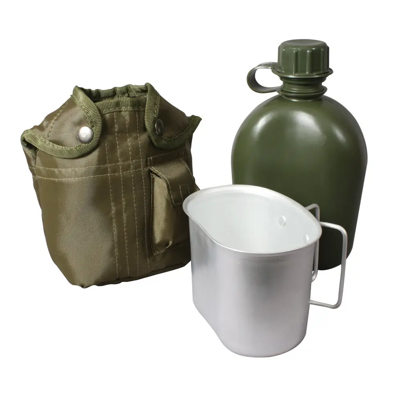 3 Piece Canteen Kit With Cover & Aluminum Cup - Bug Out Bag