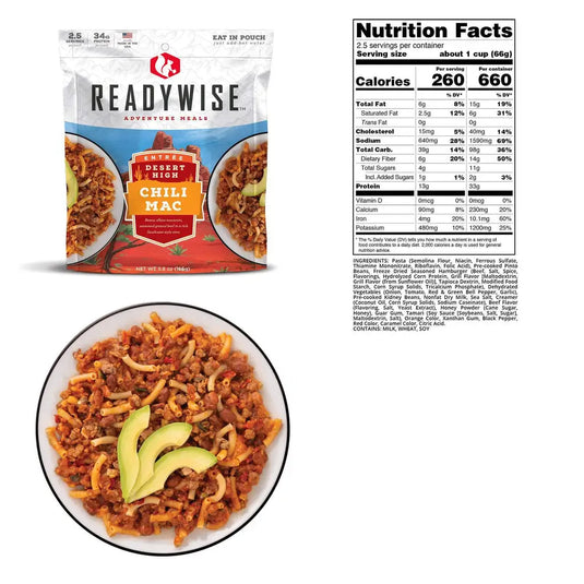 6 CT Case Desert High Chili Mac with Beef Survival Food -