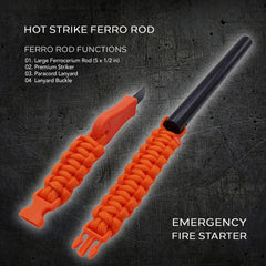 Hot Strike Ferro Rod Fire Starter | Emergency Ferrocerium