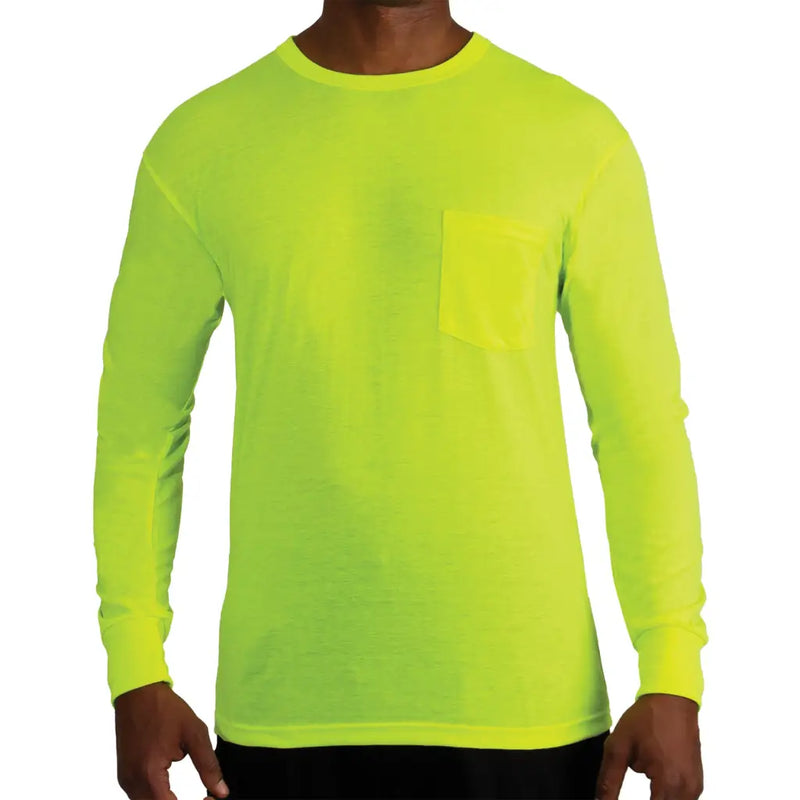 Moisture Wicking Long Sleeve Pocket T-Shirt - Safety Green -