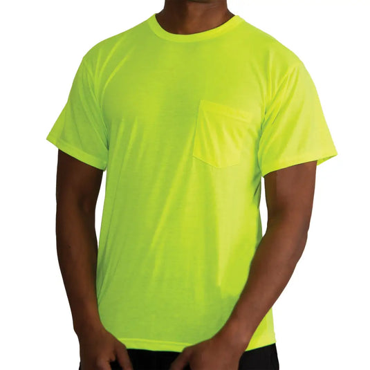 Moisture Wicking Pocket T-Shirt - Safety Green - Moisture
