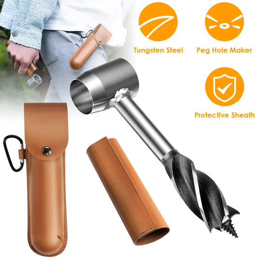 Bushcraft Tools,Camping and Outdoor Backpacking Gear,Survival Tools for  Bushcraft Settlers Wrench, Outdoor Wood Peg and Hole Maker,Hand Auger with