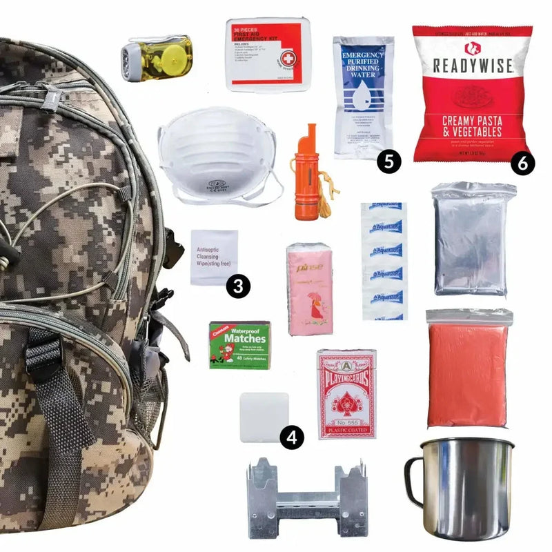 Camouflage 64 Piece Survival Backpack - Backpacks