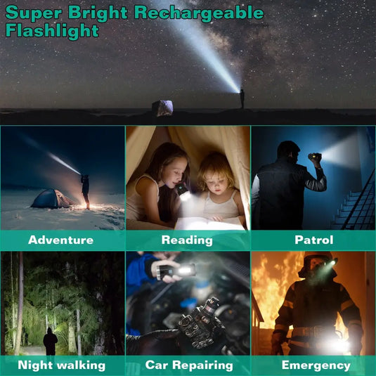 Rechargeable Flashlight LED Floodlight Torch with Strap