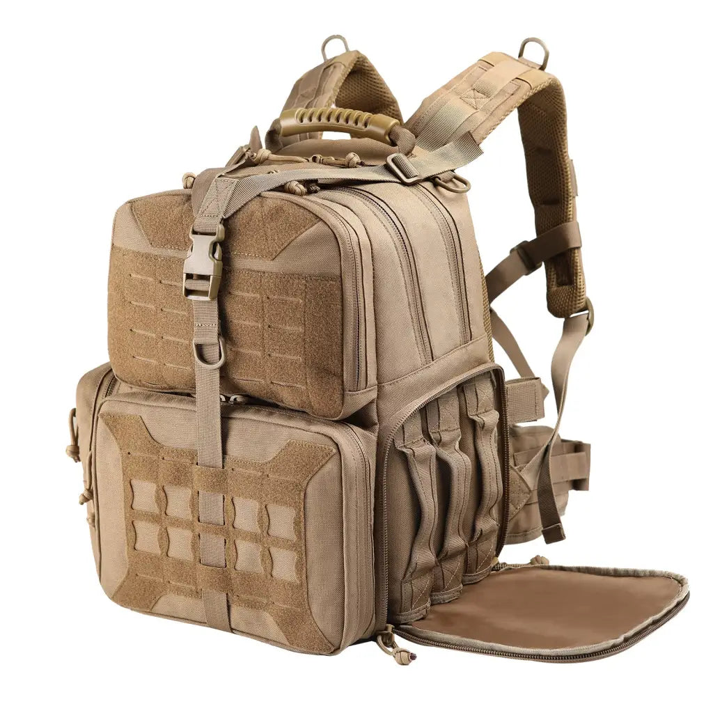 Coyote Brown Explorer Tactical Range Backpack Gun Pistol Survival Emergency  Kit