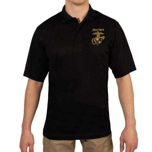USMC Eagle Globe & Anchor Moisture Wicking Polo Shirt -