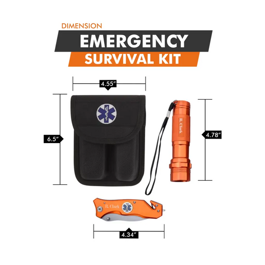Survival Knife and Flashlight - Orange Finish - Emergency -